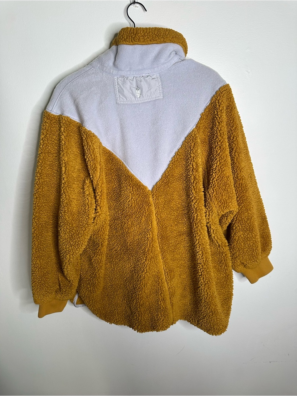 Free People Movement Cozy Mustard Sherpa Pullover with Light blue Accents small - Picture 6 of 8